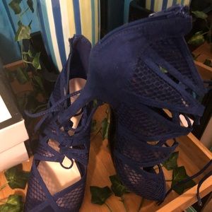 Nine West Royal Blue Arrietty Lace Up Heel